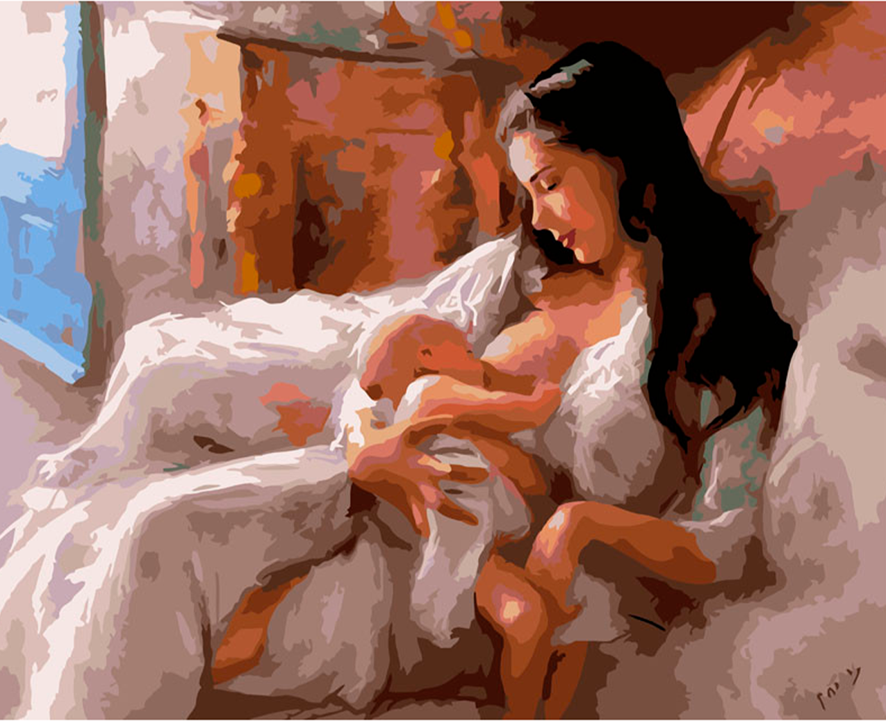 Раскраска по номерам Белоснежка Материнство, 40х50 см - фото №1