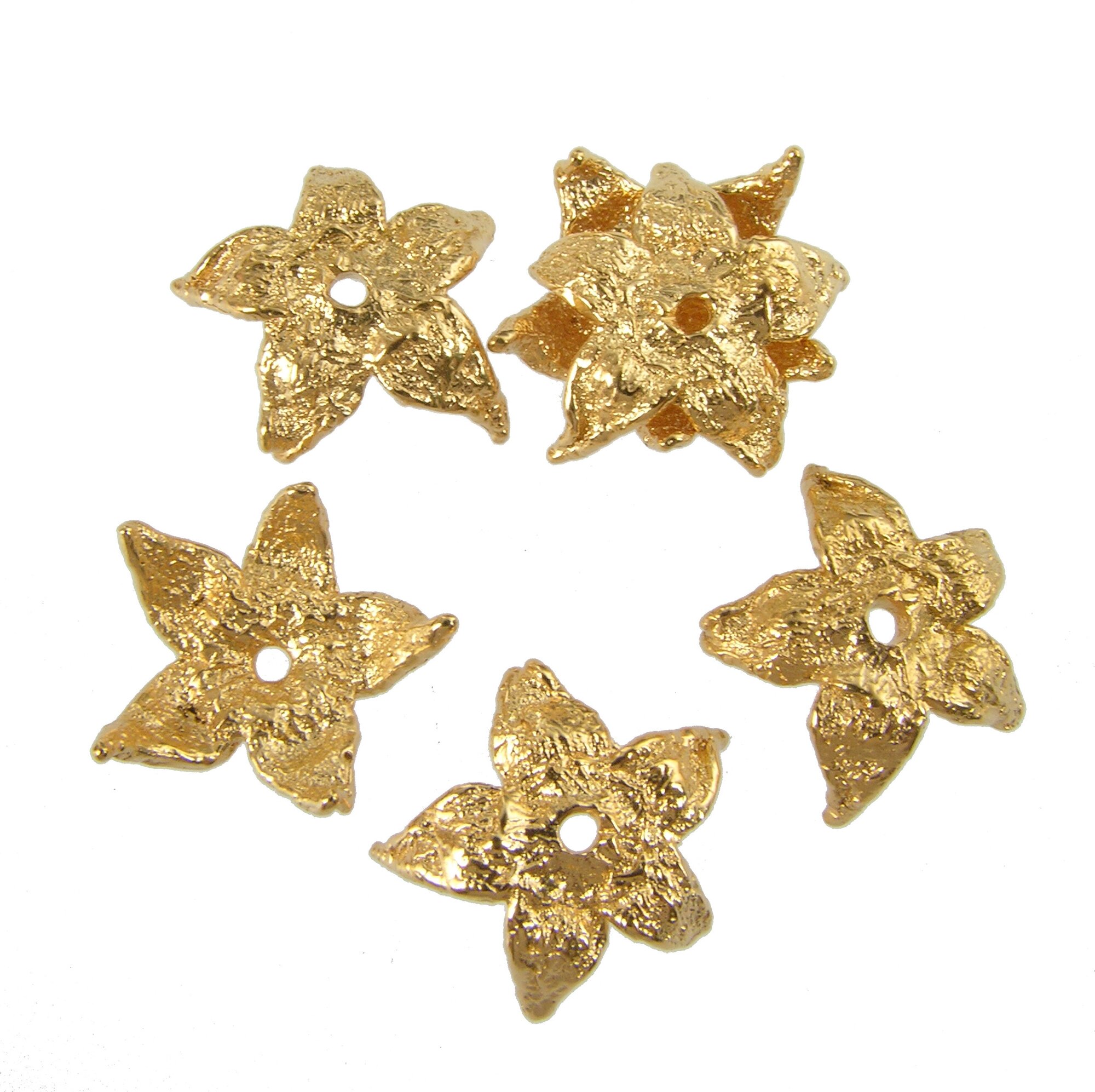 Шапочка для бусин Potentilla Gold Plated 15х5 мм, колпачки, чашечки, фурнитура для бижутерии