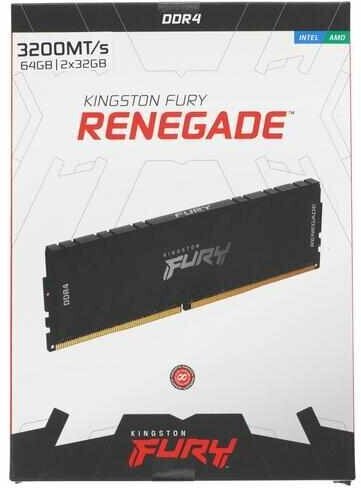 Оперативная память Kingston FURY Renegade 64 ГБ (32 ГБ x 2 ) DDR4 3200 МГц DIMM CL16 KF432C16RBK2/64