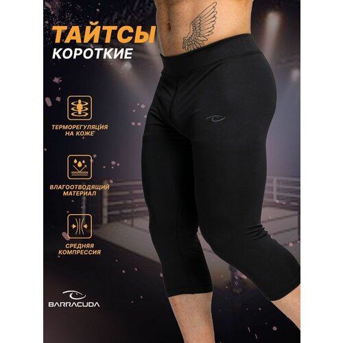 Тайтсы Леггинсы Лосины мужские компрессионные короткие BARRACUDA BLACK