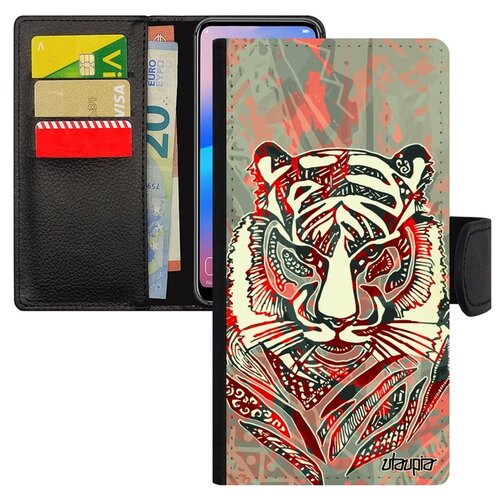 фото Чехол книжка на смартфон p20 lite, "тигр" хищник африка utaupia