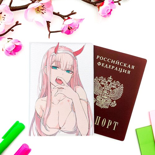 Обложка для паспорта Nezuko, розовый, голубой