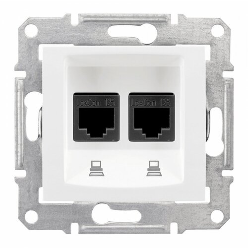 Розетка компьютерная 2xRJ45 Schneider Electric SEDNA, скрытый монтаж, белый, SDN4400121