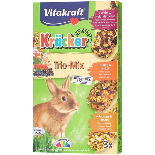 Лакомство VITAKRAFT для кроликов Крекеры мед, кукуруза, пшеница, 3шт