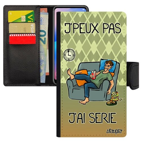 фото Чехол книжка на смартфон iphone x, "не могу - у меня сериал!" манга шутка utaupia