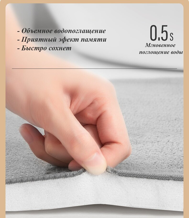 Комплект ковриков с эффектом памяти для ванной 40x60+60x90 / Бежевый / Медведь - фотография № 6