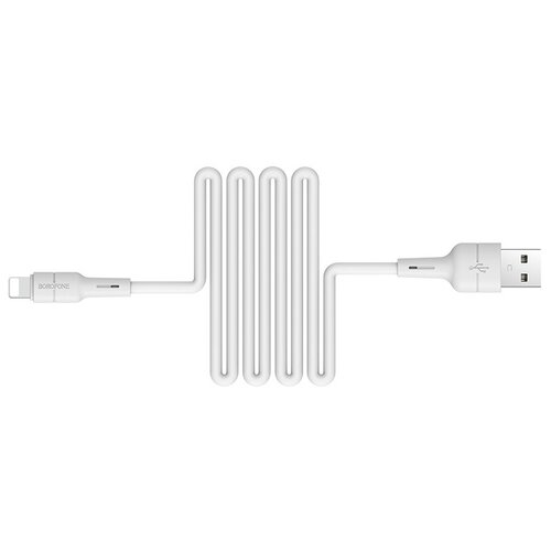 Кабель USB - Lightning 1м Borofone BX30 Silicone - Белый кабель для apple lightning red line liquid silicone 3а ут000030881 1м белый