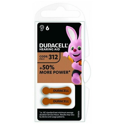 Батарейка для слухового аппарата Duracell ZA132-6BL , 6 шт.