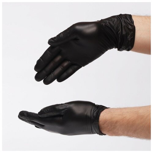 Перчатки виниловые черные (50 пар) (S)