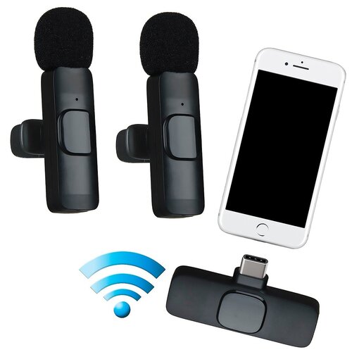 Беспроводной петличный микрофон 2 шт для мобильного устройства с разъемом TYPE-C 120300₽