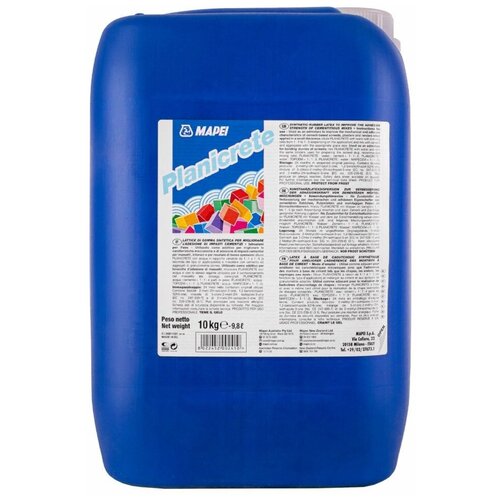 Mapei Planicrete/Мапей Планикрет, 10 кг, латексная добавка для повышения адгезии цементных растворов mapei planiseal 88 мапей планисил 88 25 кг осмотический раствор для гидроизоляции