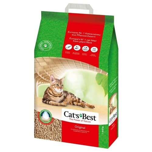 наполнитель cats best smart pellets древесный комкующийся Комкующийся наполнитель Cat's Best Original, 20л, 1 шт.