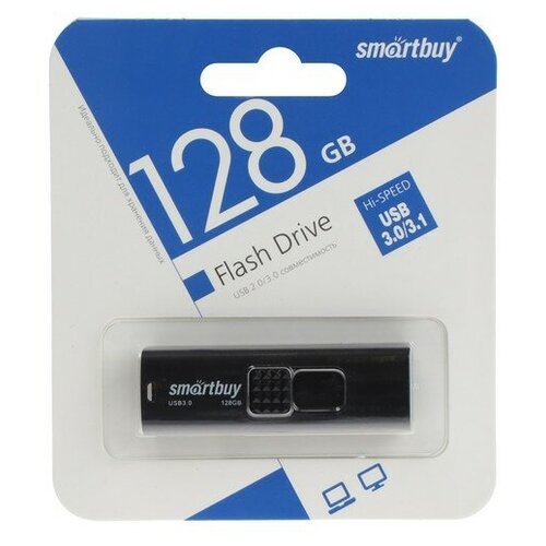 Флешка SmartBuy Fashion Black, 128 Гб, USB3.0, чт до 140 Мб/с, зап до 40 Мб/с, черная