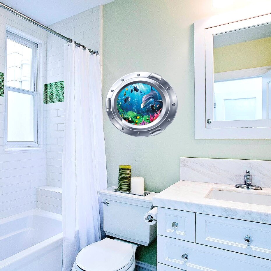 3d наклейка Дельфин круглая для стен — фото 1