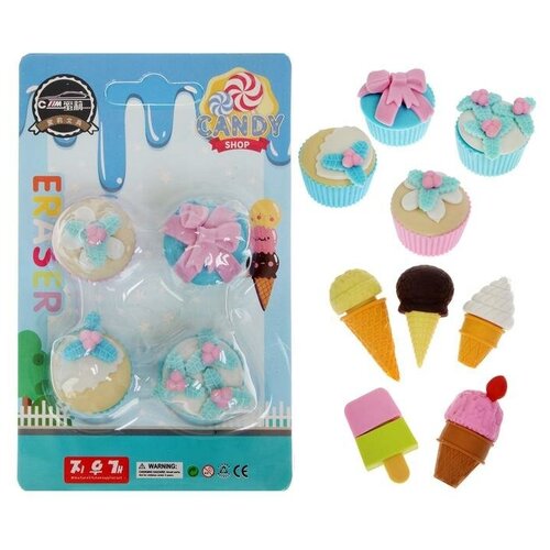 Набор ластиков фигурных Пирожное/Мороженое , 4 штуки, микс (штрихкод на штуке) набор фигурных ластиков разборных fashion 1 5 штуки подарок