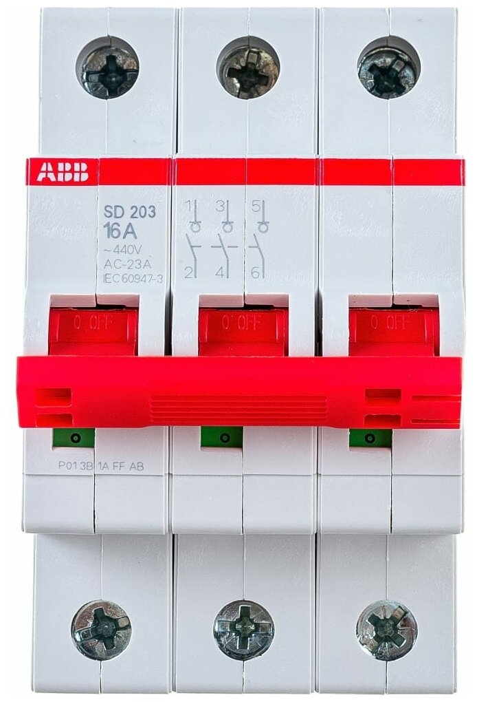 Рубильник ABB 3п SD203 16A рычаг красный 2CDD283101R0016 - фотография № 2