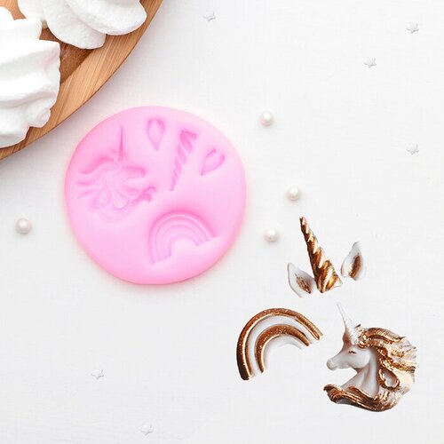 Молд «Радужный единорог», 6,3×0,5 см, цвет микс