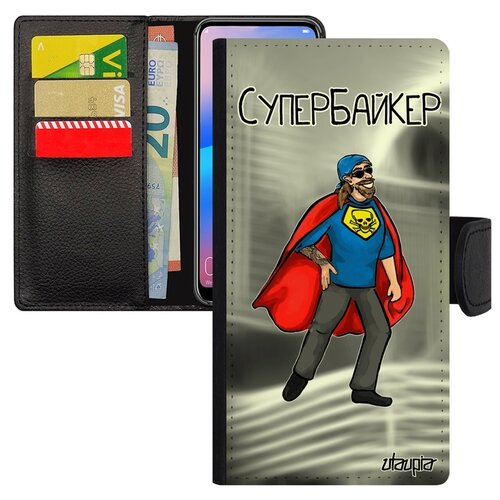 фото Чехол книжка на мобильный samsung galaxy s8, "супербайкер" мотард комичный utaupia