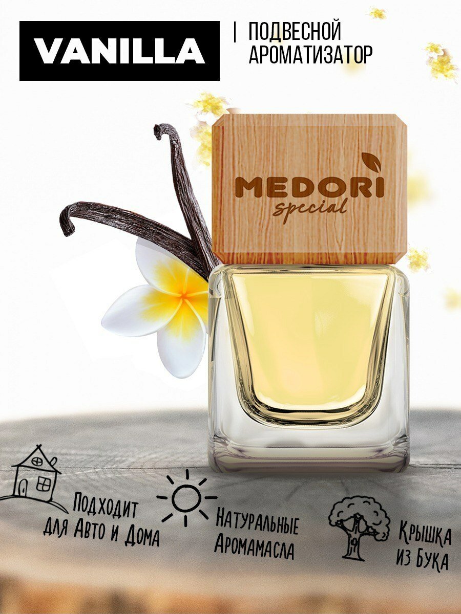 Ароматизатор для автомобиля Medori "Vanilla" бутылочка с квадратной крышкой