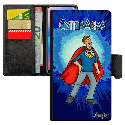 фото Чехол книжка на смартфон apple iphone 7, "супердядя" рисунок комичный utaupia