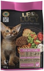 LEO&LUCY холистик корм для котят с индейкой, овощами и биодобавками, 0,4 кг