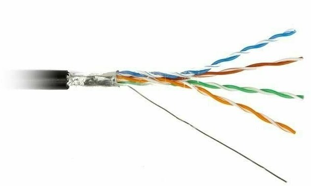 Кабель витая пара F/UTP кат.5E 4х2х24AWG solid PE Outdoor FUTP4-C5E-S24-OUT-PE-BK-500 черн. (м) Hyperline 49110