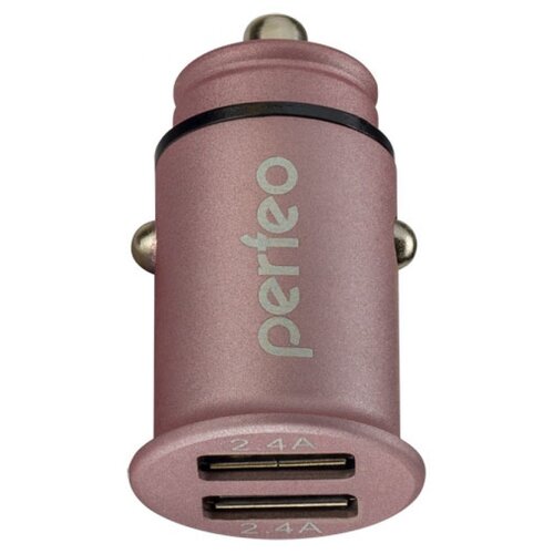 фото Perfeo автомобильное зарядное устройство с двумя разъемами usb, 2x2.4а, розовый, "auto 2" pf a4458