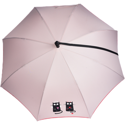 Зонт-трость Nex, полуавтомат, 2 сложения, купол 104 см., 8 спиц, деревянная ручка, для женщин, бежевый