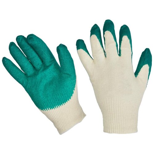 Перчатки защитные трикотажные 1-ым латексным обливом 300пар/уп перчатки трикотажные с 2 ым латексным обливом зеленые в упаковке 300 пар