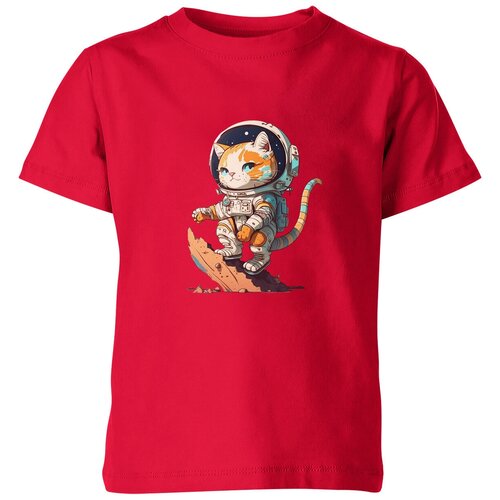 Футболка Us Basic, размер 4, красный мужская футболка милый кот астронавт s черный