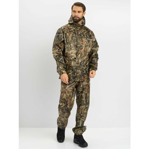 Костюм-дождевик мужской Huntsman ВВЗ Склон-2 летний ветровлагозащитный туристический, для рыбалки и охоты, таффета рипстоп, цвет камыш (р.48-50/176)