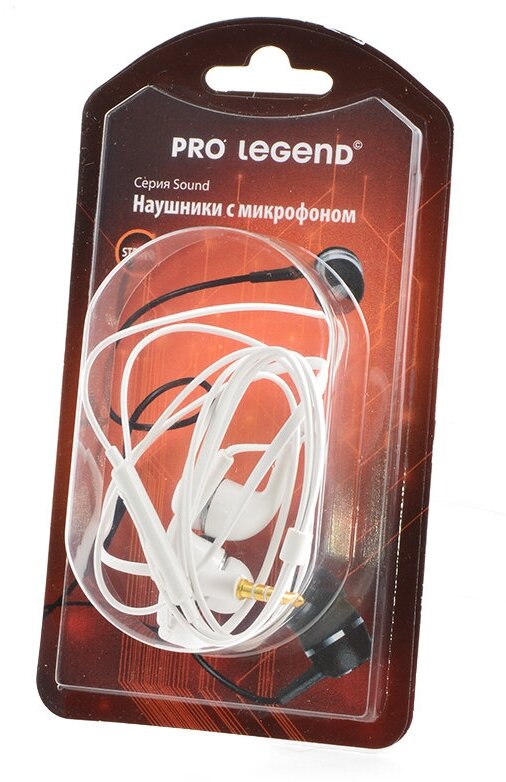 Pro Legend Наушники-вкладыши проводные с микрофоном Pro Legend Sound LP5026 Белый