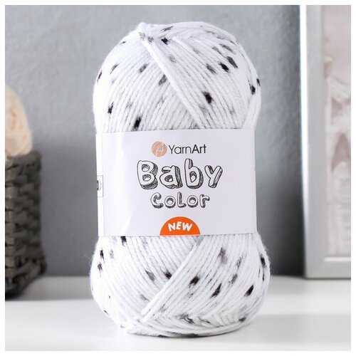 Пряжа Baby color 100% акрил 150м/50гр (205 белый-черный)