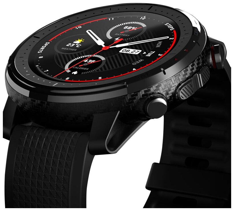Смарт-часы AMAZFIT Stratos 3, 48.6мм, 1.34", черный / черный - фото №2