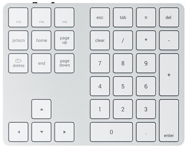 Беспроводной блок клавиатуры Satechi Aluminum Extended Keypad. Цвет серебряный.