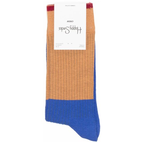 Happy Socks - Block Rib - Brown/Blue носки в стиле колор-блок 36-40