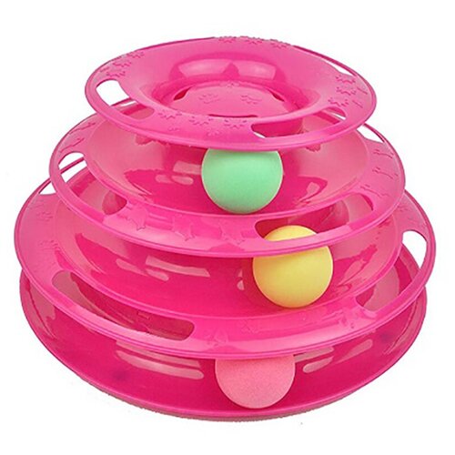 Игрушка для кошек, башня с мячами, розовая, 25х25,5х9,5 см, Pets & Friends PF-TOWER-03