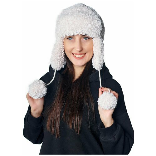 фото Шапка ушанка морозко, размер 55-59, белый