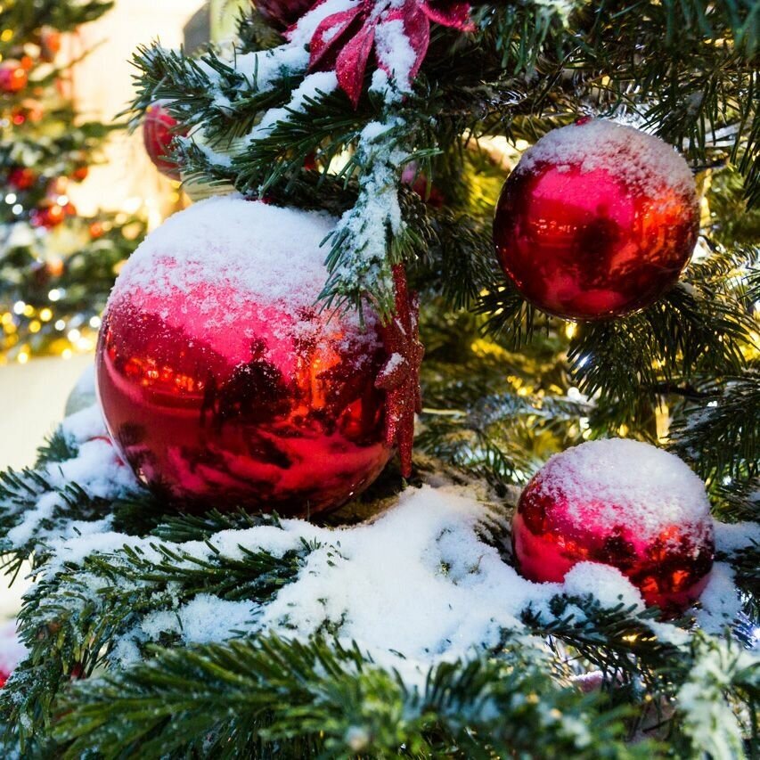 Елочная игрушка новогодний декор на елку украшение Шар диаметр 10 см цвет красный глянцевый
