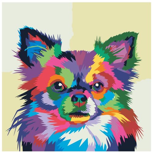 Разноцветная неоновая собачка Раскраска картина по номерам на холсте радостная собачка раскраска картина по номерам на холсте