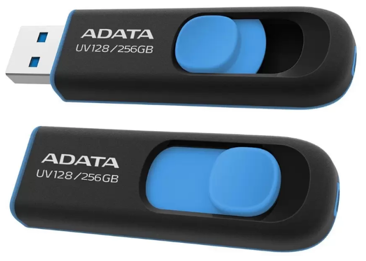 Флешка A-Data DashDrive UV128 256ГБ USB3.0 черный/синий (AUV128-256G-RBE) - фото №6