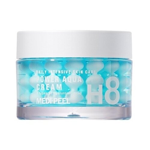 MEDI-PEEL H8 Hyaluronic Acid Formula Daily Intensive Skin Care Power Aqua Cream Увлажняющий крем для лица с пептидными капсулами, 50 г