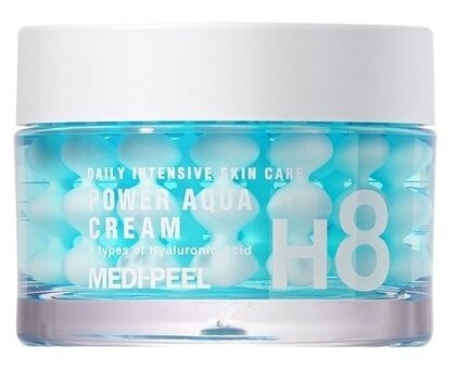 MEDI-PEEL H8 Hyaluronic Acid Formula Daily Intensive Skin Care Power Aqua Cream Увлажняющий крем для лица с пептидными капсулами