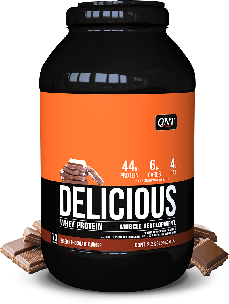 QNT Delicious Whey Protein Powder 2,2 kg Belgian Chocolate/ "Делишес Вей Протеин" 2,2кг Бельгийский шоколад