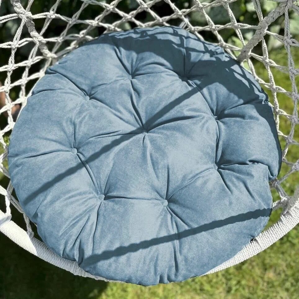 Подушка круглая Тина для подвесного кресла сиденье на качели 60D, голубой - фотография № 3