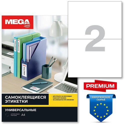 Этикетки самоклеящиеся Promega Label Premium 210х148мм 2шт/л А4 (100л/уп) этикетки самоклеящиеся promega label 210х148мм 2шт л а4 п глян 100л уп