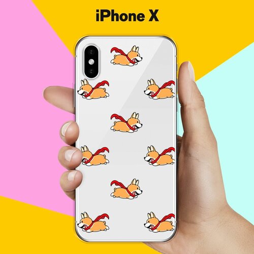 Силиконовый чехол Корги с шарфом на Apple iPhone X силиконовый чехол корги с шарфом на apple iphone 11 pro max