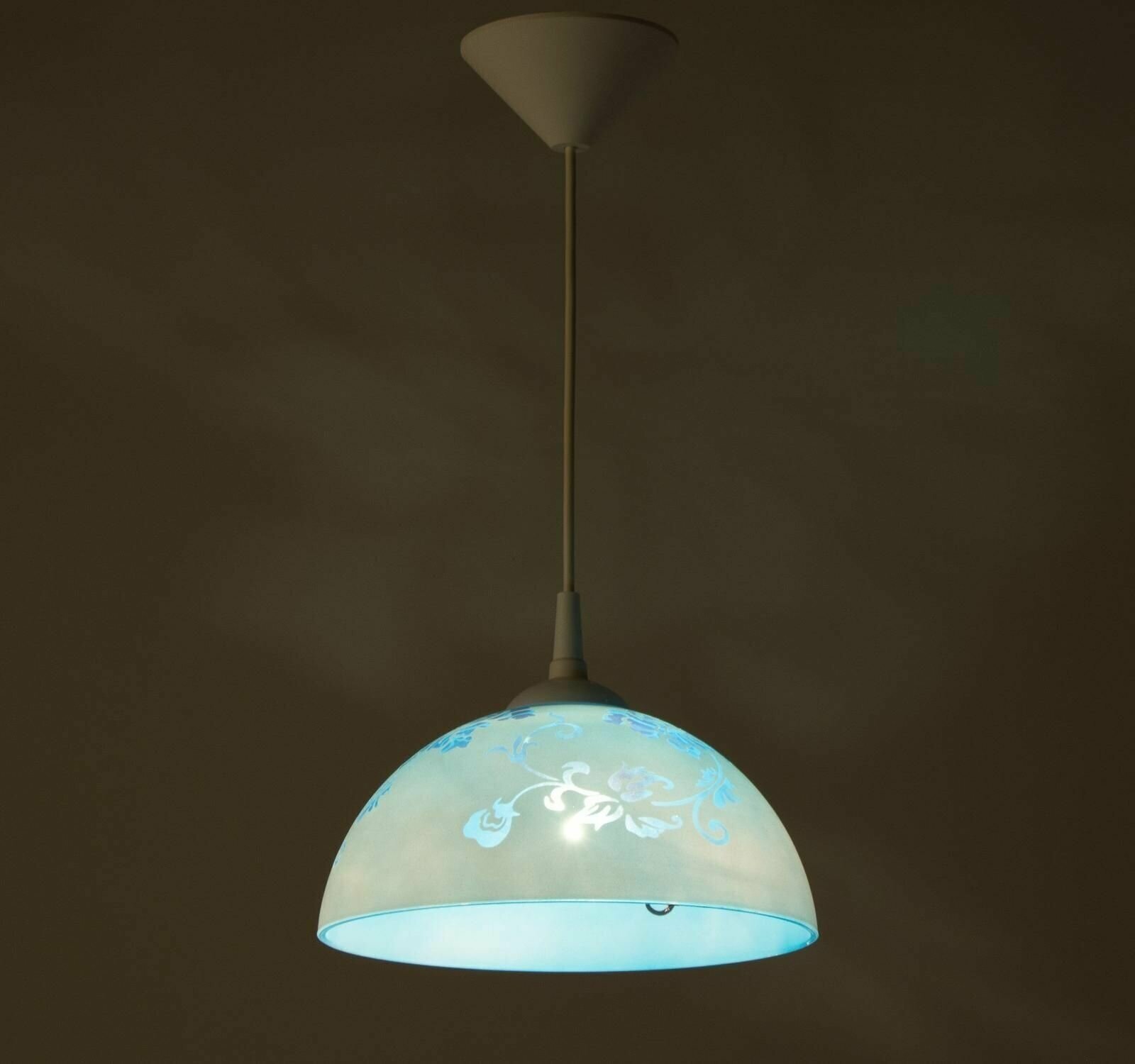 Светильник Колпак "Рочелл" 1 лампа E27 40Вт белый-синий д.250 - фотография № 4