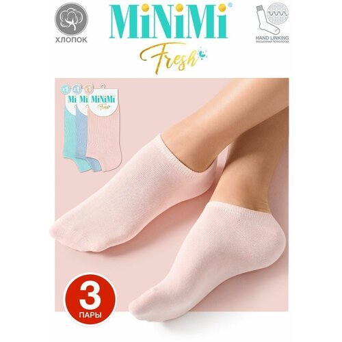 фото Носки minimi, 3 пары, размер 35-38 (23-25), бежевый, синий, голубой