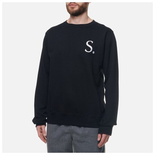 фото Мужская толстовка sophnet. albini cotton cashmere embroidery crew neck чёрный, размер s